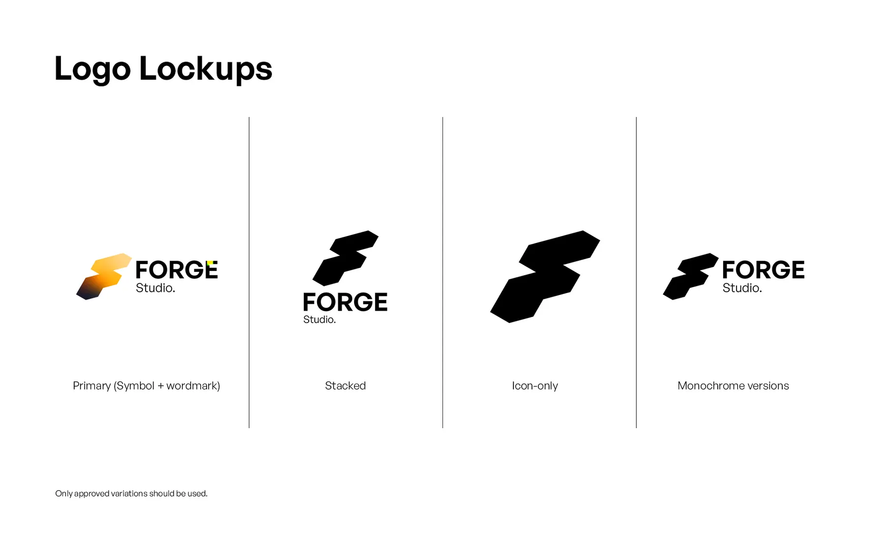 FORGE Studio logo lockup variations