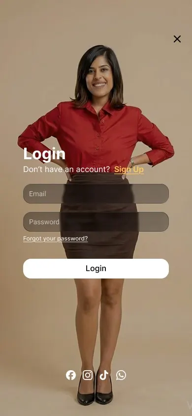 Login screen
