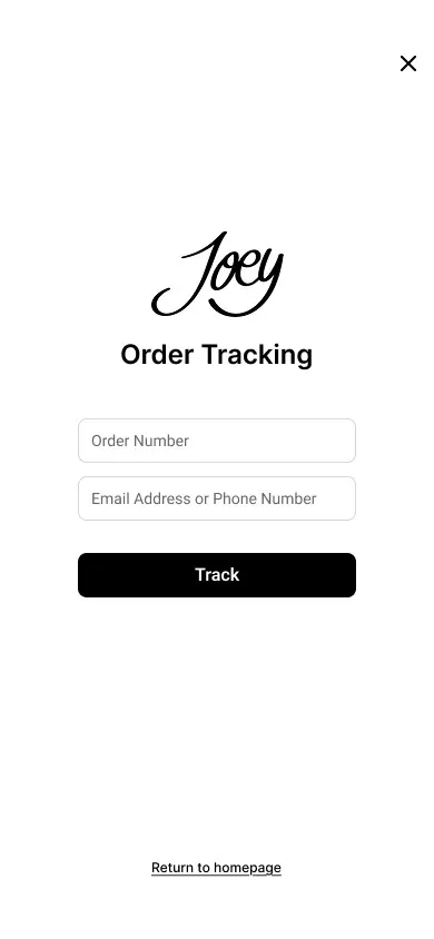 Order tracking search screen