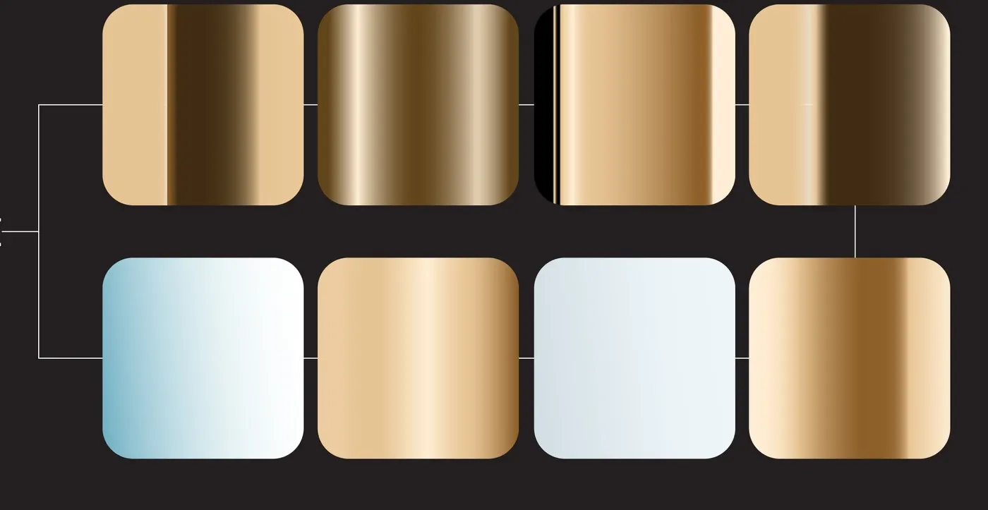 Gradient palette for gold, steel and highlights