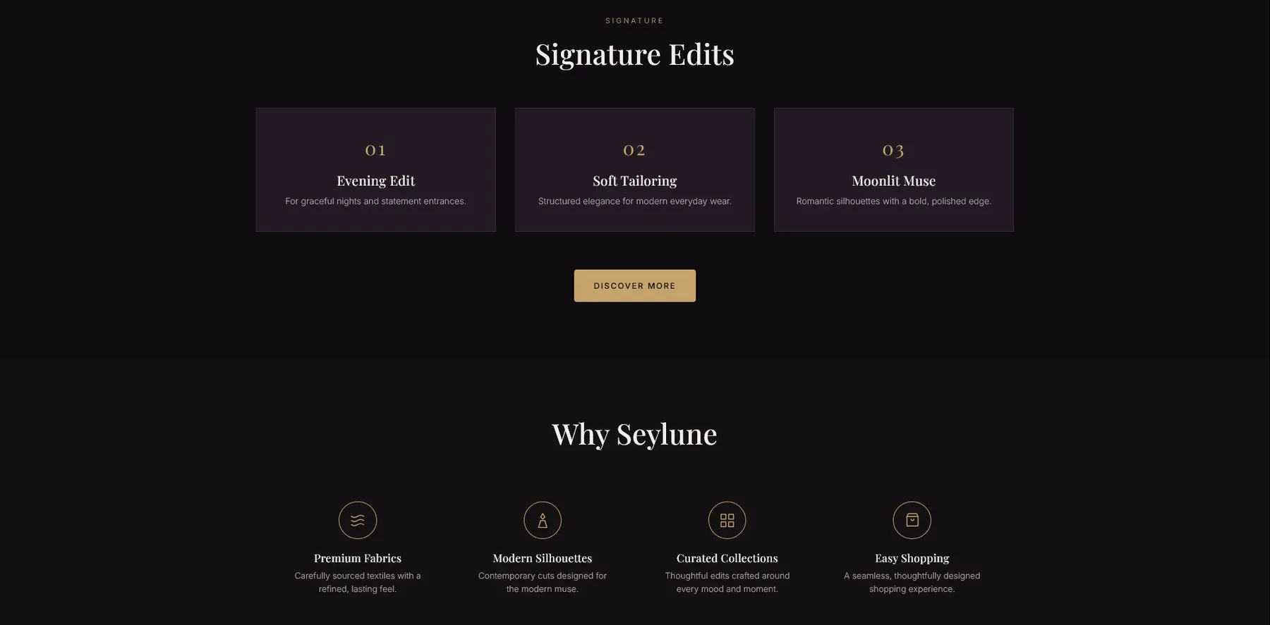 Seylune homepage lower section