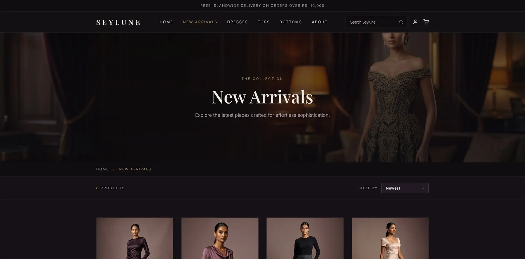 Seylune New Arrivals page